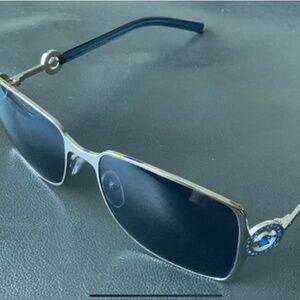 BOUCHERON Sunglasses Blue/White Metal frame With Rhinestones